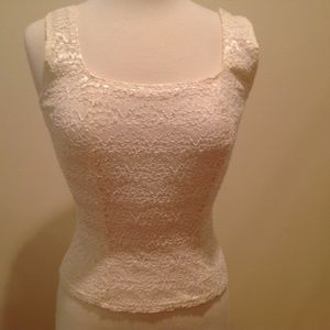 SOLD-EK Designs Ivory Fitted Lace Lined  Tank